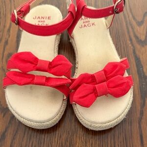 Janie and Jack Red Bow Kids Sandals